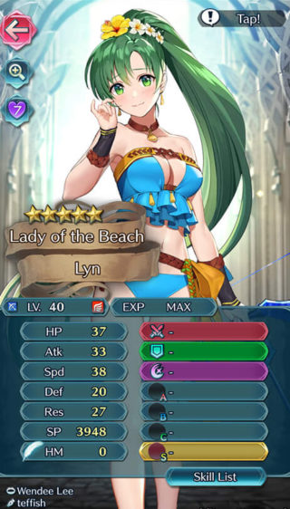 【FEH】水着リンのステータス配分は攻速型！！ 高い速さと二種特攻を活かして活躍が期待できそうだ