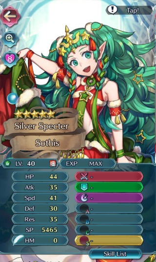 【FEH】クリスマスソティスのステータス総合値は驚異の185！！ 専用武器が発動すれば205と暴力的な数値に達するぞ！！