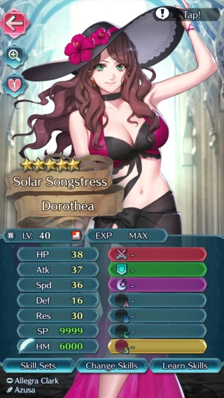 【FEH】水着ドロテアのステータスは守備を切り捨てた攻撃速さ型！！ 踊り子ながらアタッカー性能にも期待できそうだ