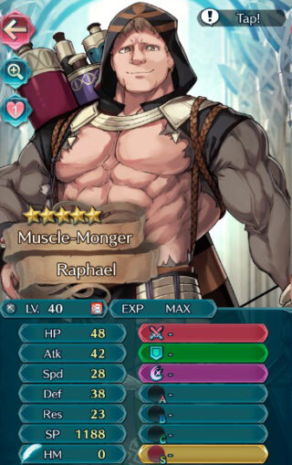 【FEH】ペレジアラファエルのステータス配分は攻撃守備型！！ 中途半端に振られている速さと低い魔防が気になるところか