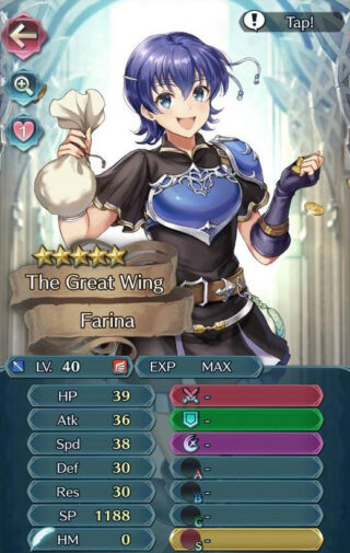 【FEH】ファリナのステータスは速さ重視のバランス型！！かなり平坦な配分なので器用貧乏にも万能にもなりえるか