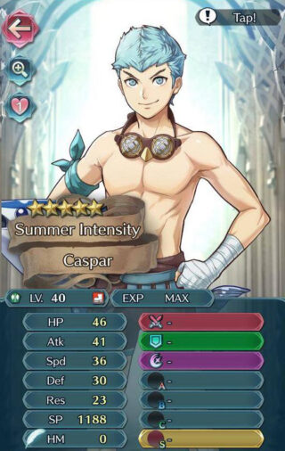 【FEH】水着カスパルのステータスはHP攻撃型！！ 専用武器こそ無いが攻撃を中心にステ振りは中々に優秀だ