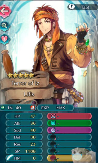【FEH】海賊リフィスのステータスはHP速さ型！！ 同じく配布緑斧歩行の忍者カザハナに近い配分だ