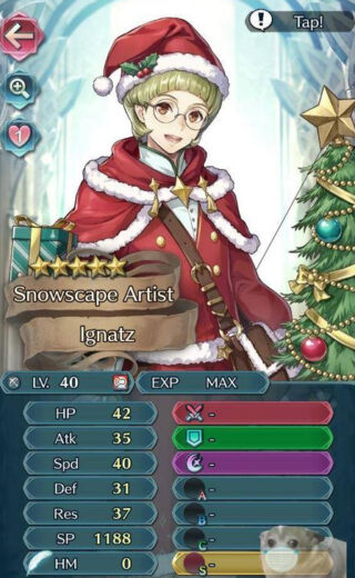 【FEH】クリスマスイグナーツのステータスは速さ重視のバランス型！！ 配布の中ではかなり優秀な部類か
