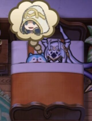 【FEH】ベッドの中でソラのぬいぐるみを抱きしめエクラの夢を見るギンヌンガガプたそ～