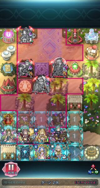 【FEH】LV2の柵は1ターン目に範囲外に出て行動しても2ターン目に全員下がれば効果発動します！！ 活用できれば強力だ