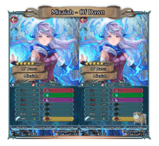 【FEH】紋章士ミカヤのステータスは攻撃魔防型！！ 専用武器『暁の巫女の書』は重装騎馬への二種特攻と敵大幅デバフを兼ね揃えた性能だ
